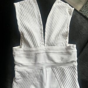 WHITE RIBBED JUMPSUIT